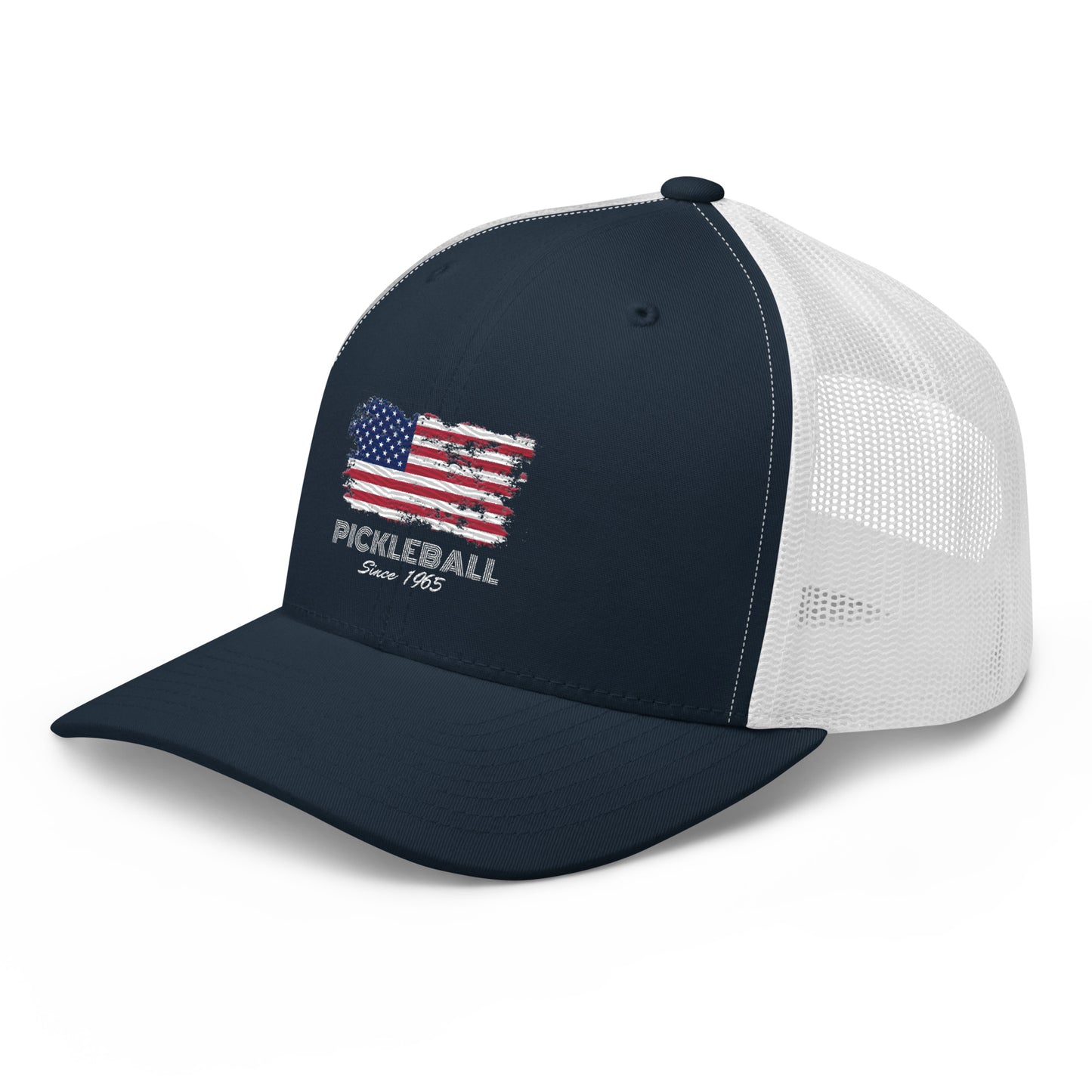 American Flag USA Pickleball Since 1965 Embroidered Pickleball Trucker Hat