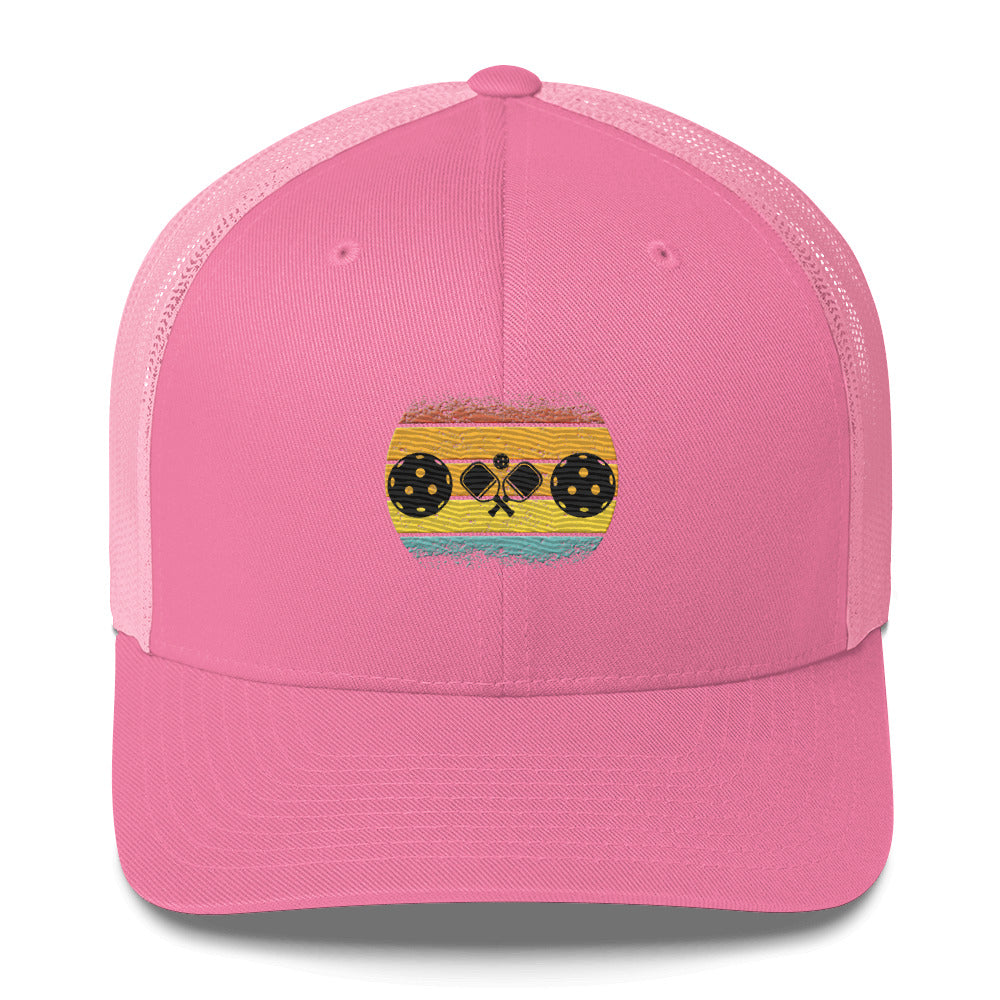 Tropical Pickleball Sunset Gorgeous Embroidered Pickleball Trucker Hat
