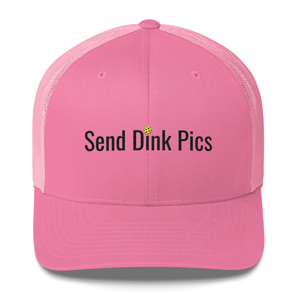 Send Dink Pics Funny Embroidered Pickleball Trucker Hat (not cursive)