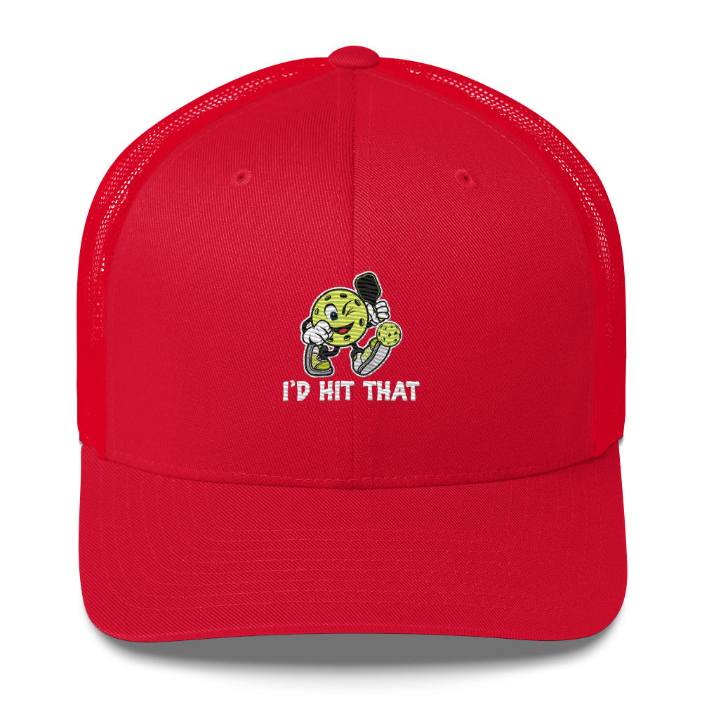 I'd Hit That Funny Cartoon Pickleball Embroidered Trucker Hat