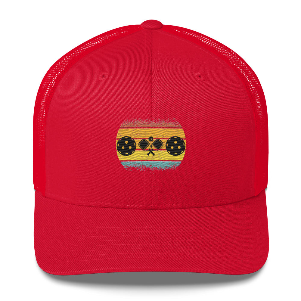 Tropical Pickleball Sunset Gorgeous Embroidered Pickleball Trucker Hat