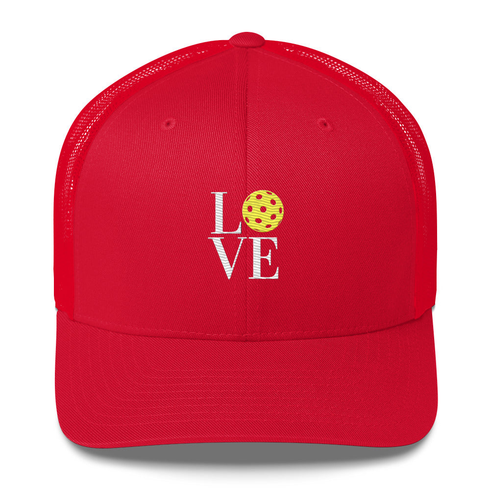 LOVE Pickleball Super Cute Embroidered Pickleball Trucker Hat