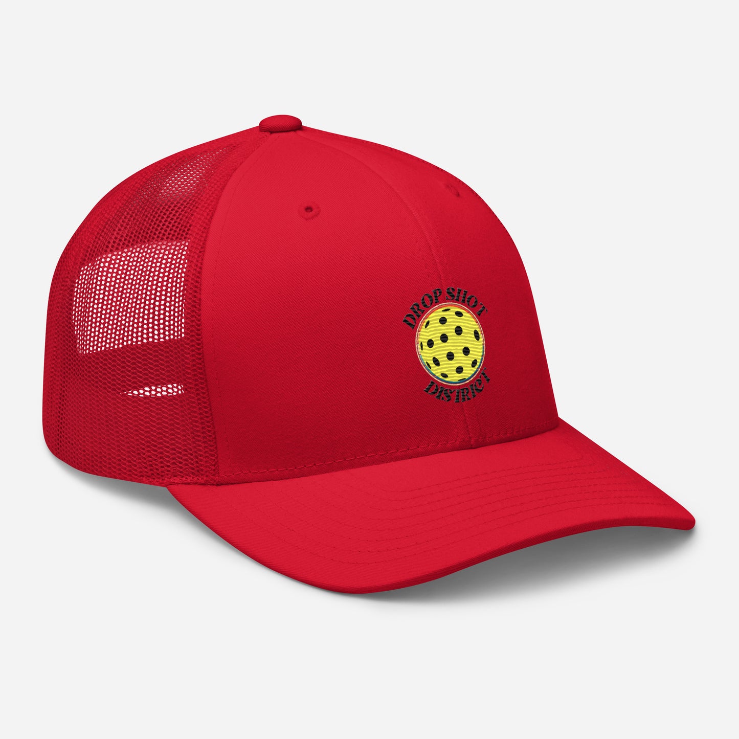 Drop Shot District Pickleball Logo Trucker Cap Embroidered in BLACK