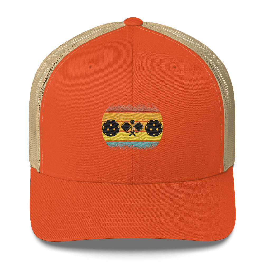Tropical Pickleball Sunset Gorgeous Embroidered Pickleball Trucker Hat