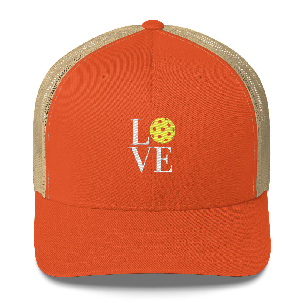 LOVE Pickleball Super Cute Embroidered Pickleball Trucker Hat