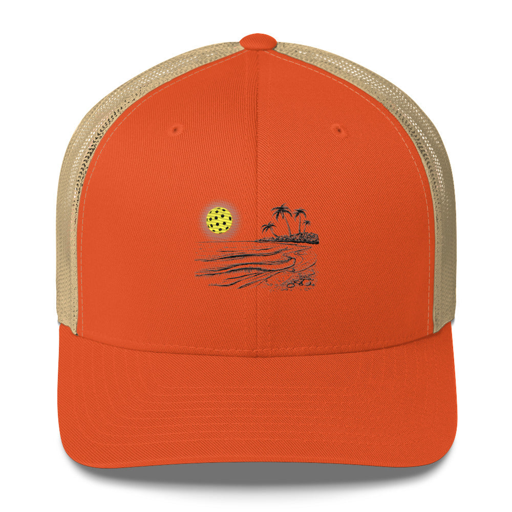 Pickleball Sun Beach Vibes Embroidered (with black) Pickleball Trucker Hat