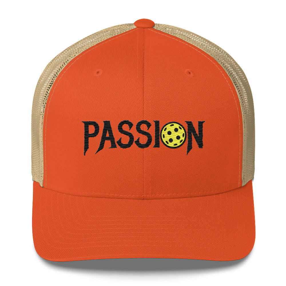 Passion Embroidered (with black) Pickleball Trucker Hat | Pickleball Passionate
