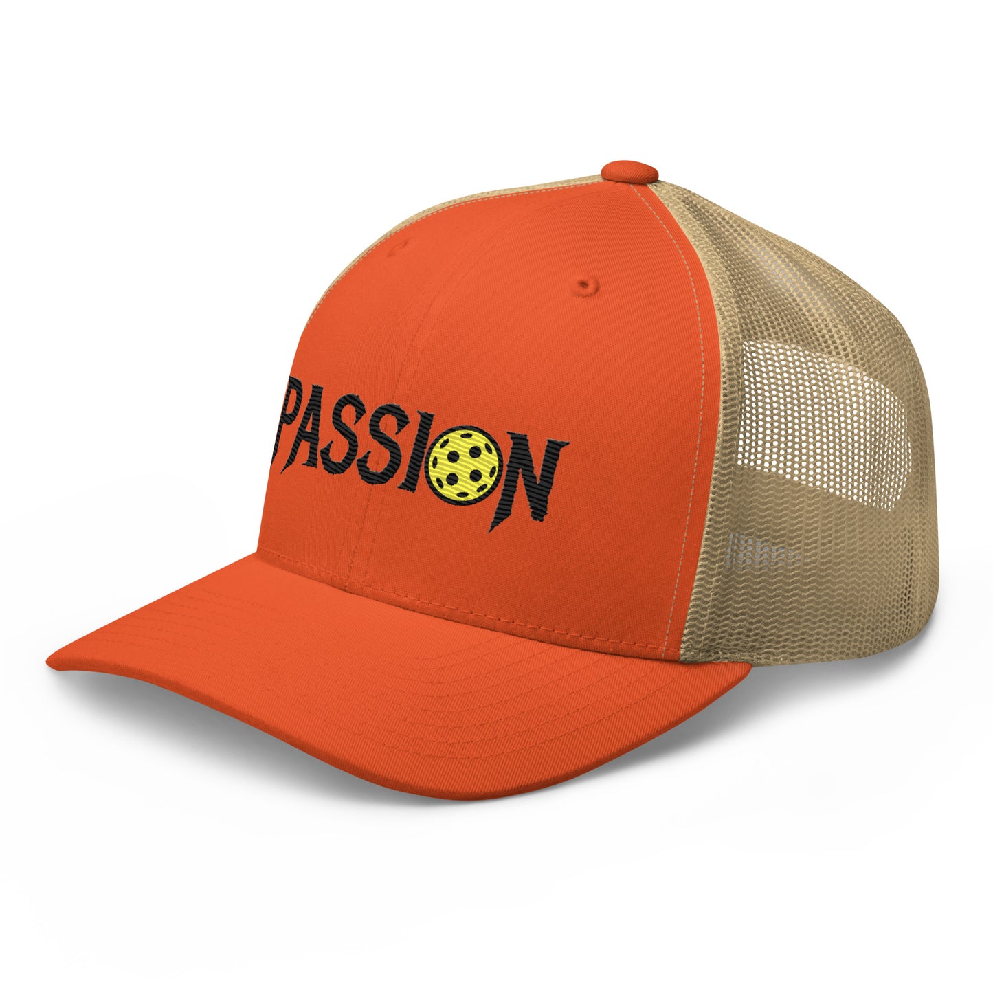 Passion Embroidered (with black) Pickleball Trucker Hat | Pickleball Passionate