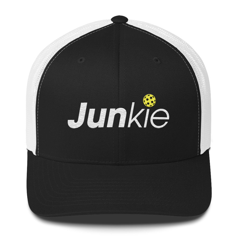 Our gorgeous, one of a kind, pickleball junkie embroidered pickleball trucker hat