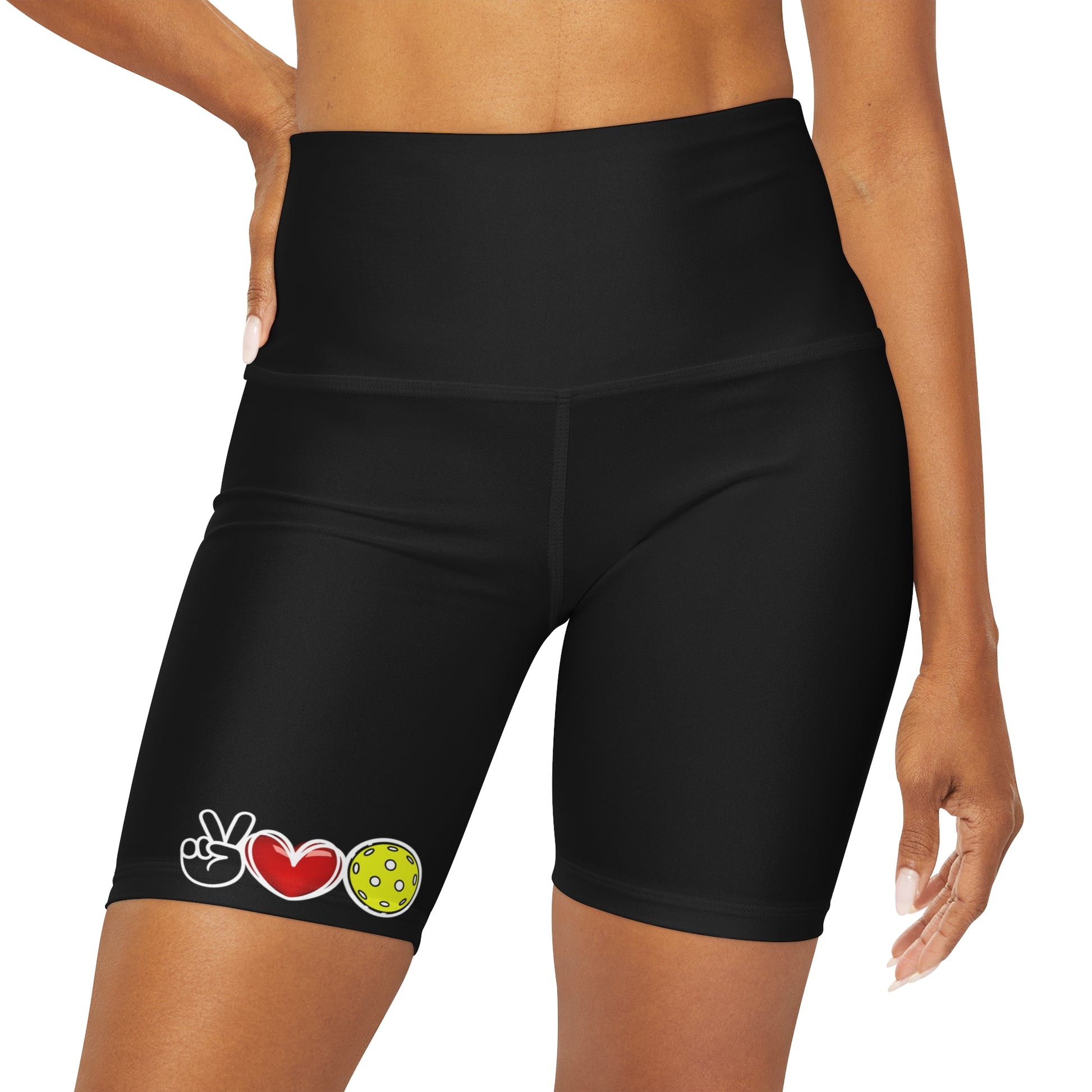 Peace, Love, Pickleball Super Cute High Waisted Pickleball Yoga Shorts High-Rise