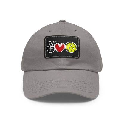 Peace, Love, Pickleball Hat with Leather Patch