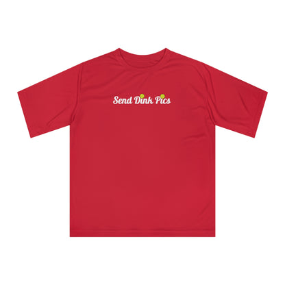 Unisex Send Dink Pics (in cursive) Funny Performance Pickleball T-shirt