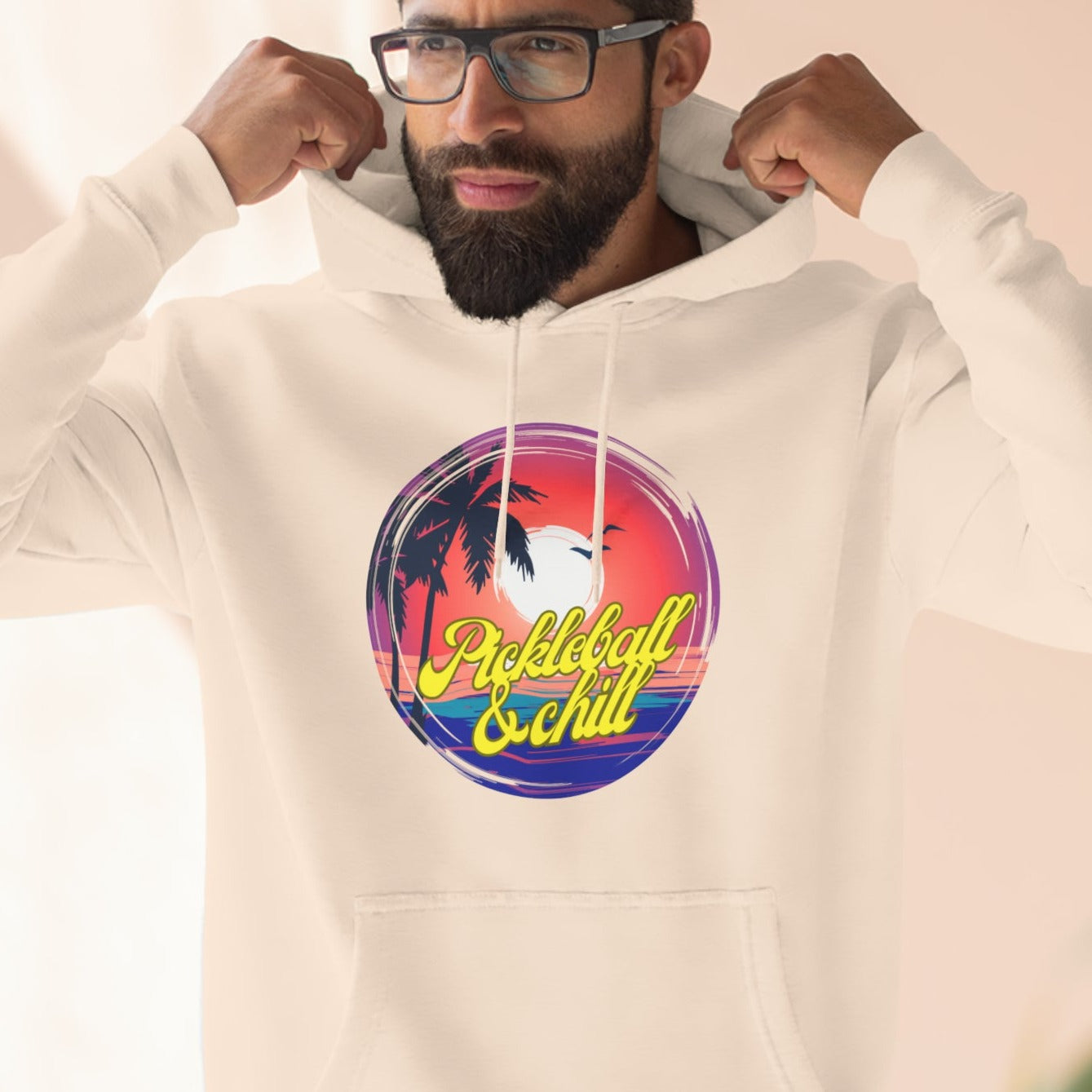 Super cool looking cheeky cute Pickleball & Chill premium pullover hoodie