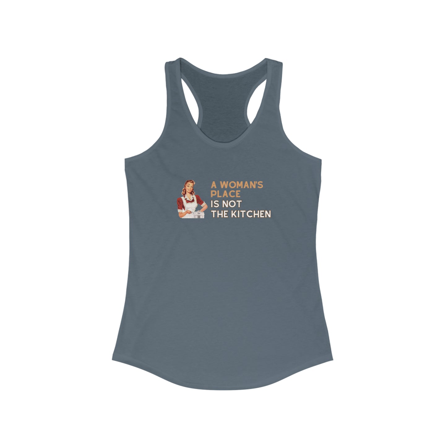 A Woman's Place Is Not The Kitchen Racerback Pickleball Tank Top