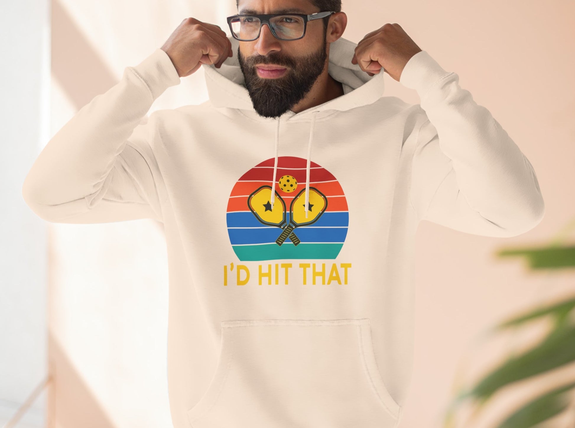 Funny and witty yet sharp Unisex I'd Hit That Pickleball Premium Pullover Hoodie