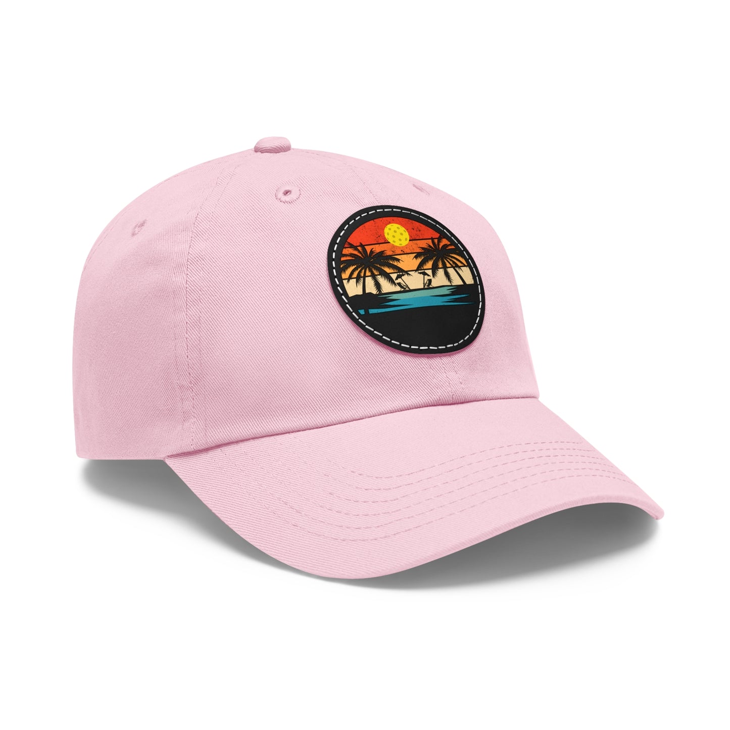 Beautiful Pickleball Sunset Hat with Leather Patch