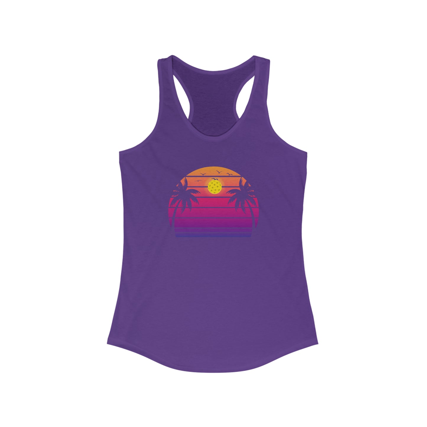 Beautiful Purple Pickleball Sunset Women's Racerback Tank Top