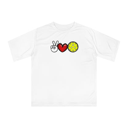 Unisex Peace, Love, Pickleball Performance T-shirt