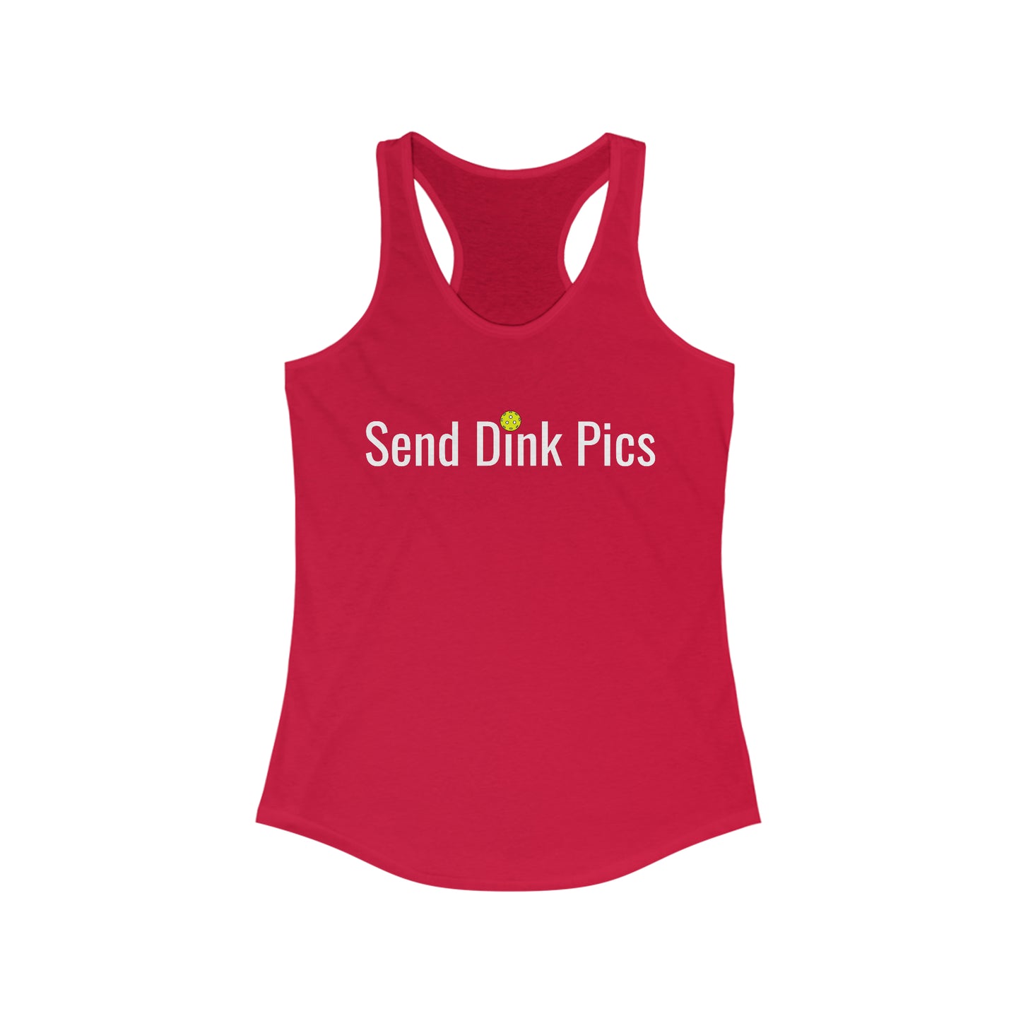 Send Dink Pics (in print) Super Cute Funny Racerback Pickleball Tank Top