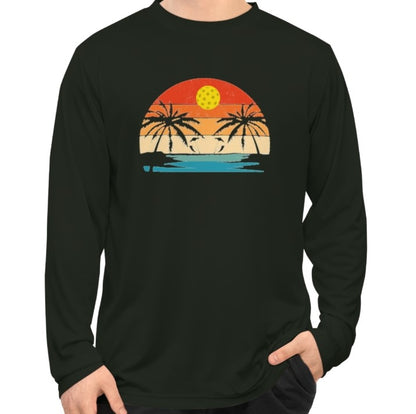 Unisex Beautiful Pickleball Sunset Performance Long Sleeve Shirt