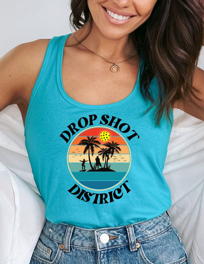 Our gorgeous original Drop Shot District Logo Women's Super Cute Pickleball Tank Top