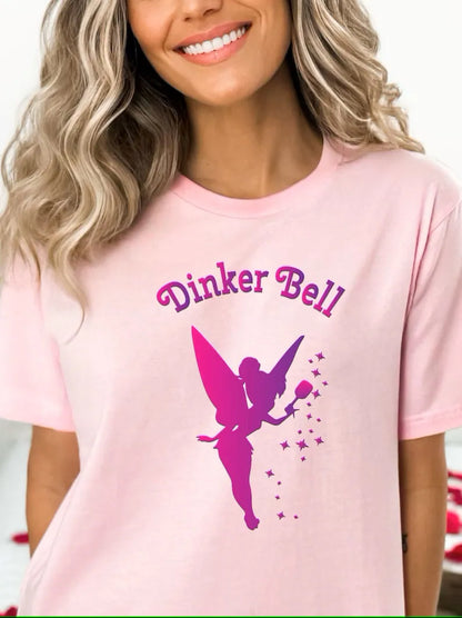 Super cute women's pickleball tshirt that says Dinker Bell