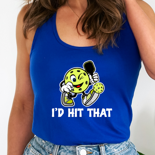 Cute and cheeky I'd Hit That Women's Racerback Pickleball Tank Top
