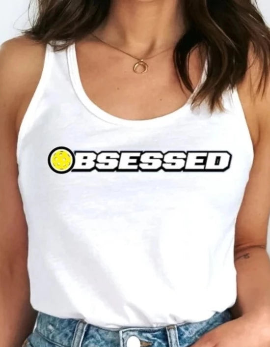 Gorgeous, cute, factual Obsessed With Pickleball Women's Racerback Tank Top