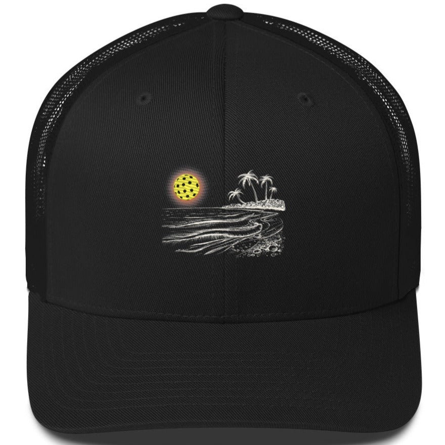Pickleball Sun Beach Vibes Embroidered (with white) Pickleball Trucker Hat