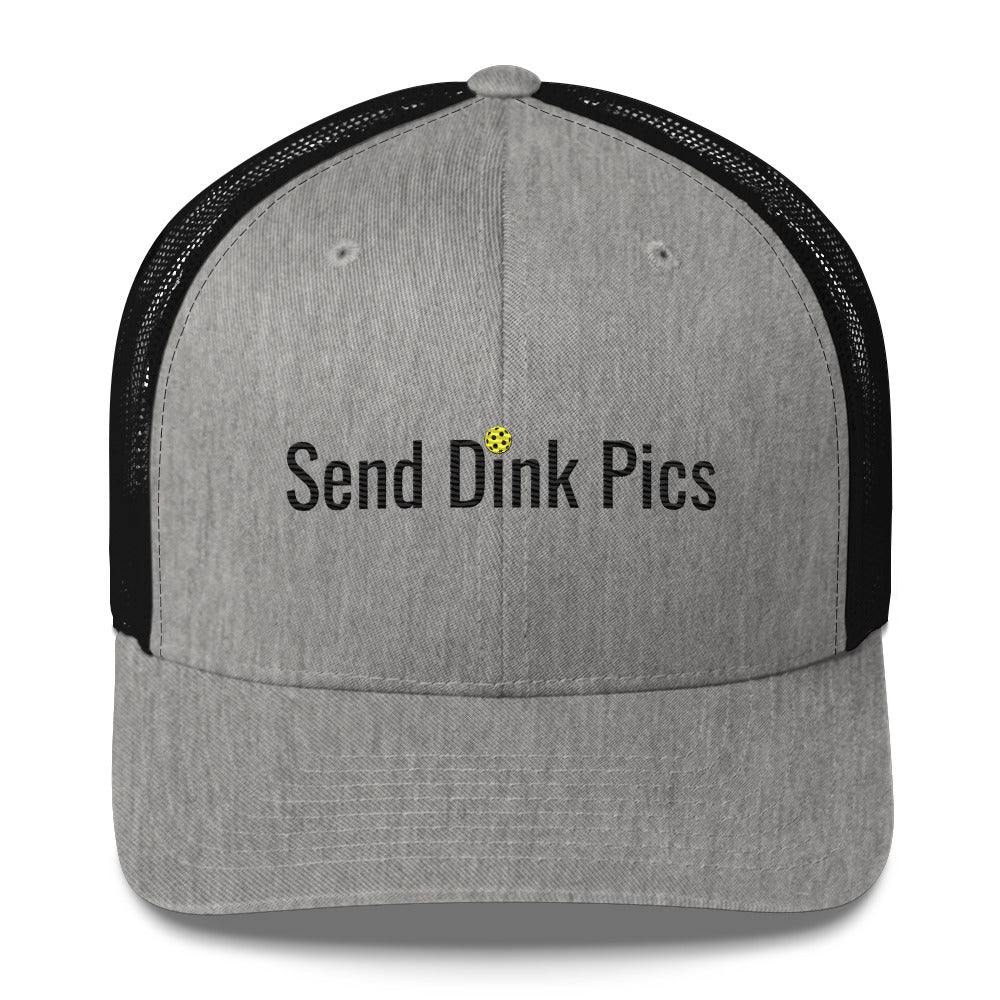 Send Dink Pics Funny Embroidered Pickleball Trucker Hat (not cursive)