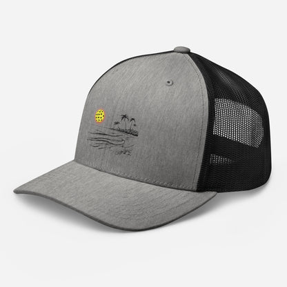 Pickleball Sun Beach Vibes Embroidered (with black) Pickleball Trucker Hat