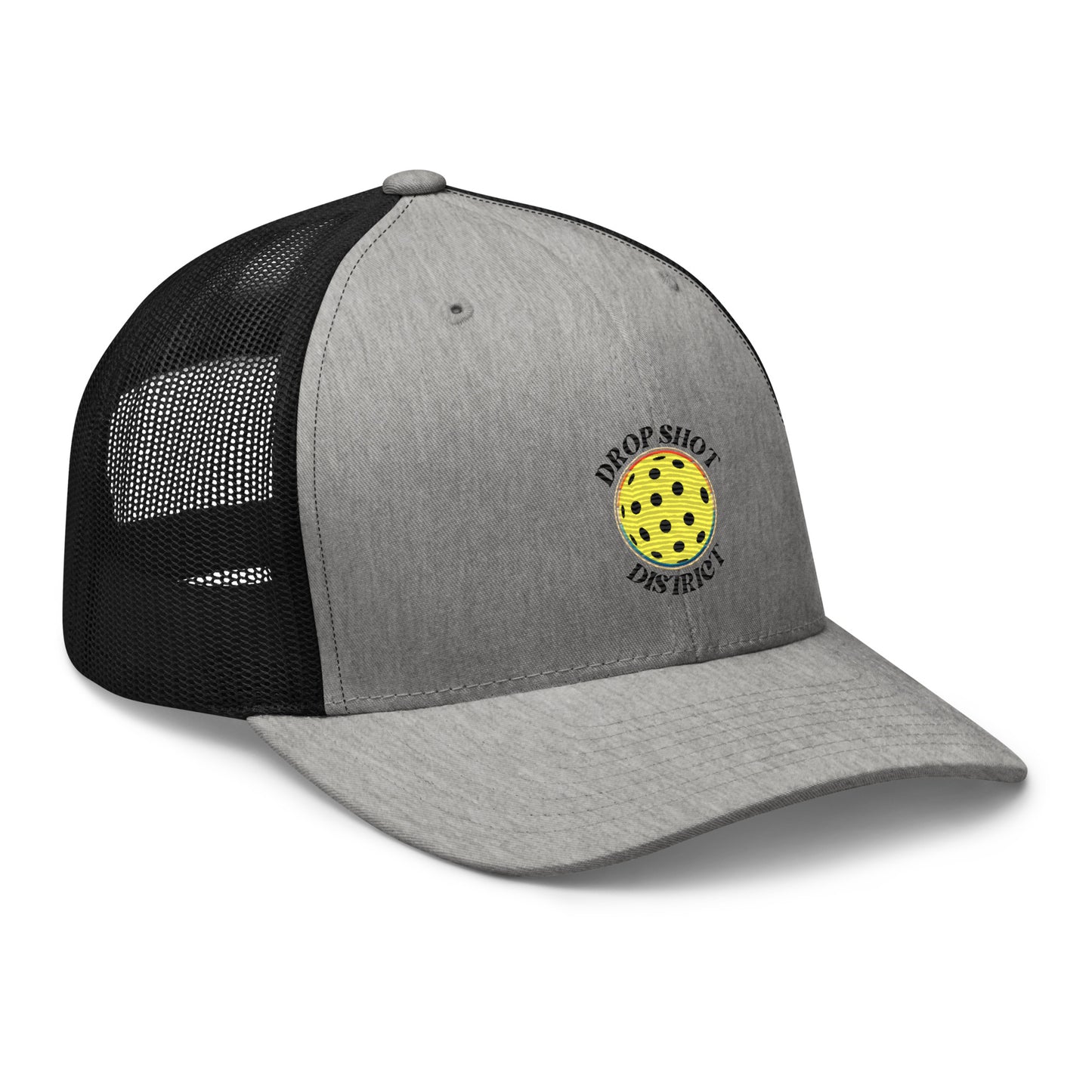 Drop Shot District Pickleball Logo Trucker Cap Embroidered in BLACK