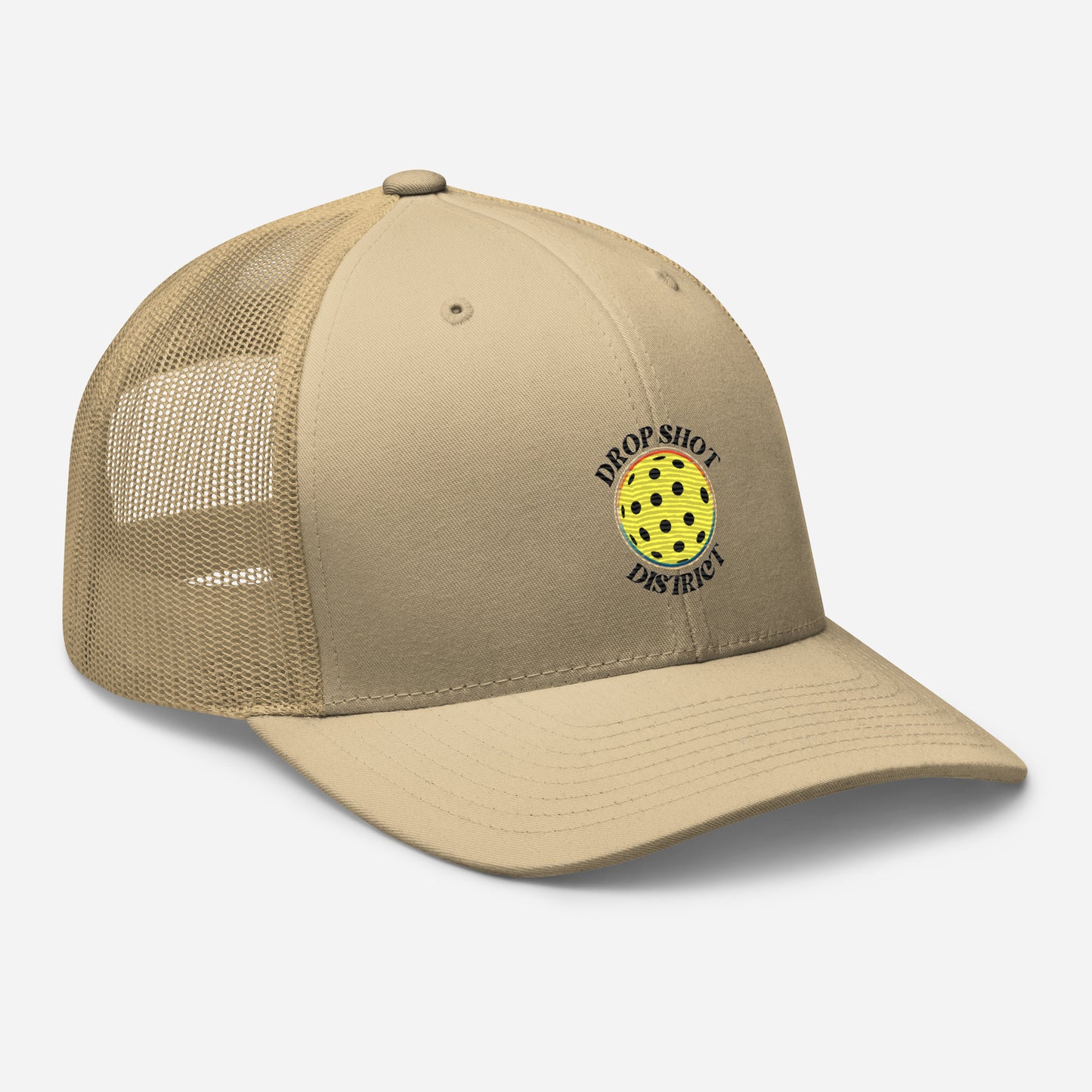 Drop Shot District Pickleball Logo Trucker Cap Embroidered in BLACK