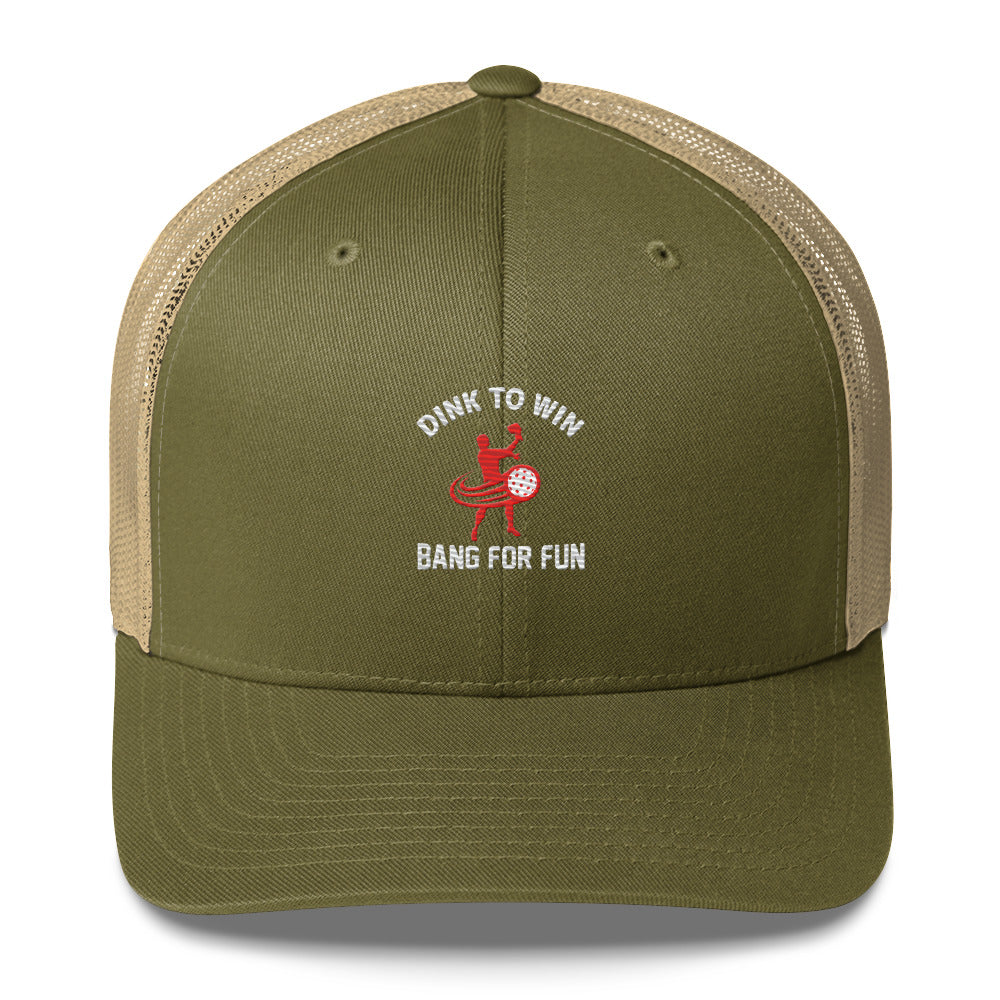 Dink To Win Bang For Fun Embroidered Funny Pickleball Trucker Hat