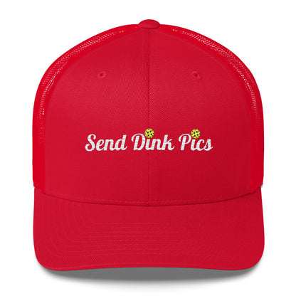 Send Dink Pics Funny Embroidered (in cursive) Pickleball Trucker Hat