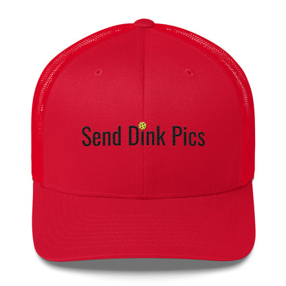 Send Dink Pics Funny Embroidered Pickleball Trucker Hat (not cursive)