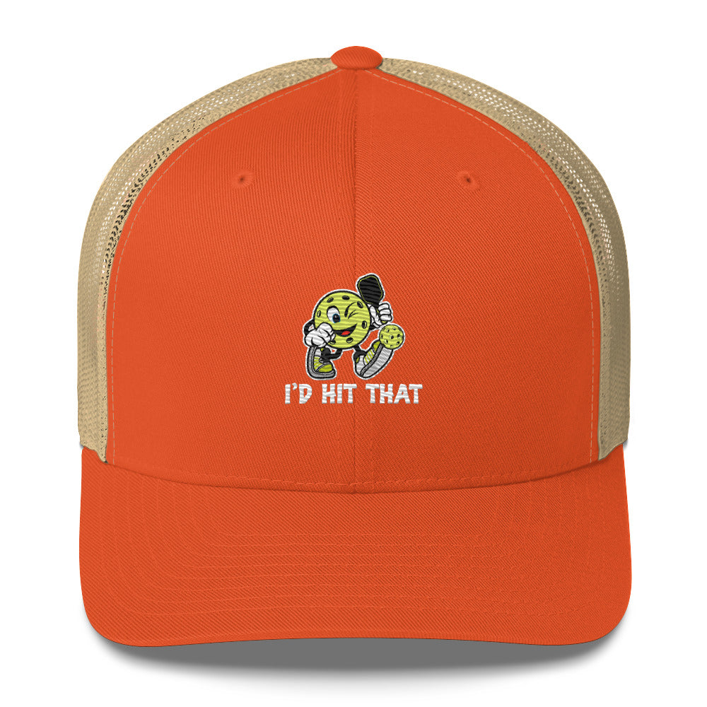 I'd Hit That Funny Cartoon Pickleball Embroidered Trucker Hat