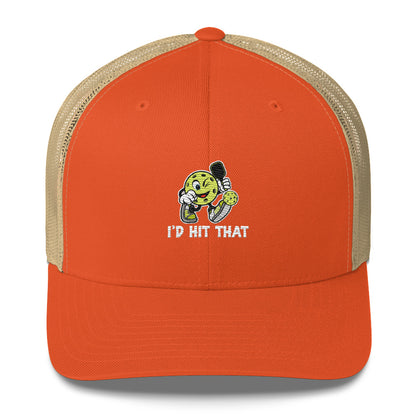 I'd Hit That Funny Cartoon Pickleball Embroidered Trucker Hat