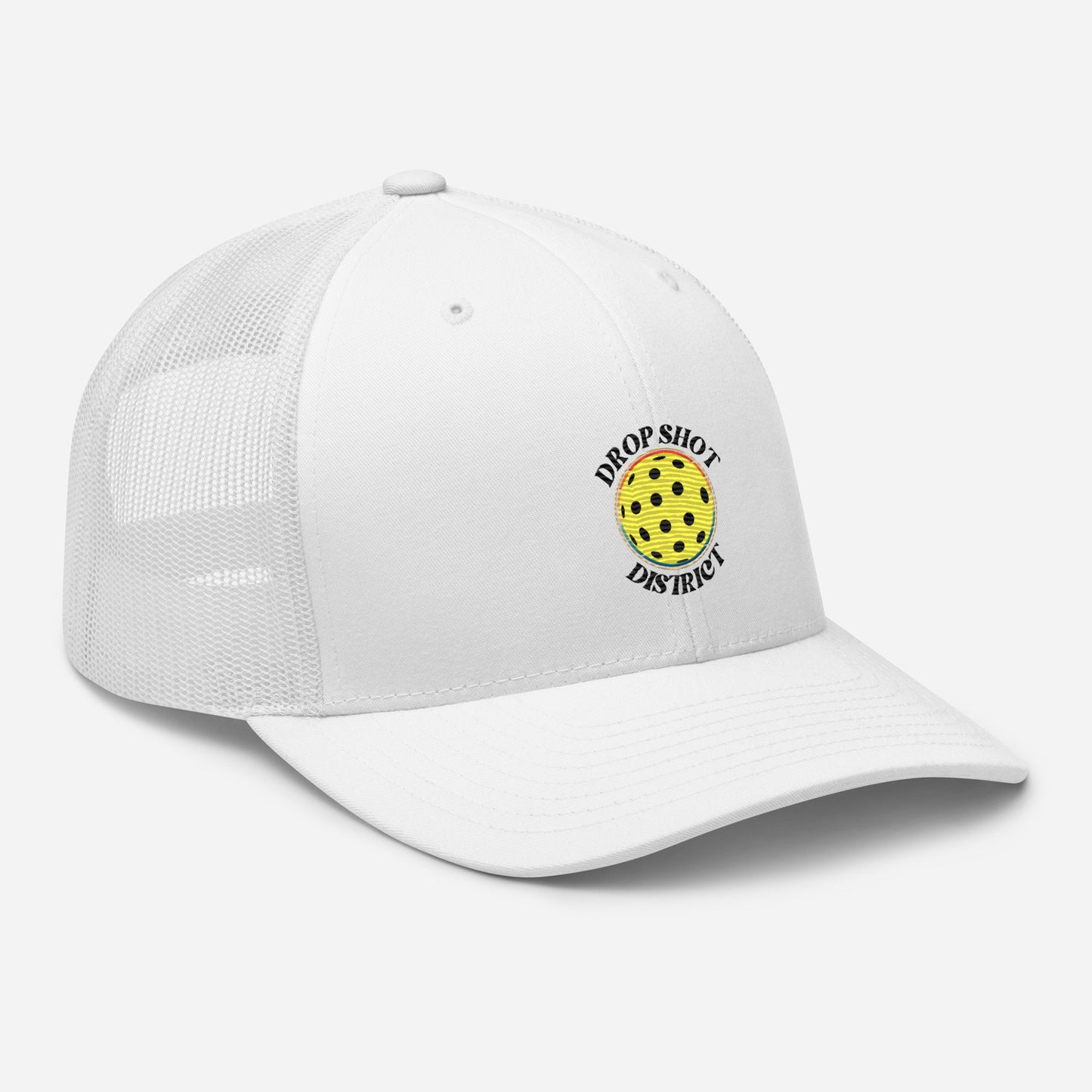 Drop Shot District Pickleball Logo Trucker Cap Embroidered in BLACK